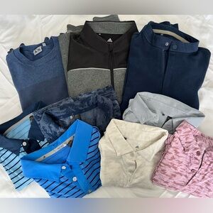 Adidas Men’s Golf Shirts, sweatshirts, 1/4 zip, Size Small- 9 pieces